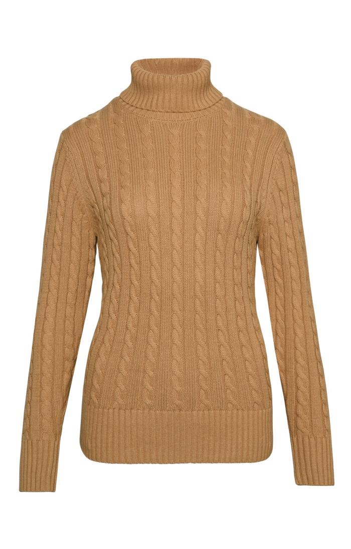 Ladies Cable Roll Neck Jumper - House of Bruar
