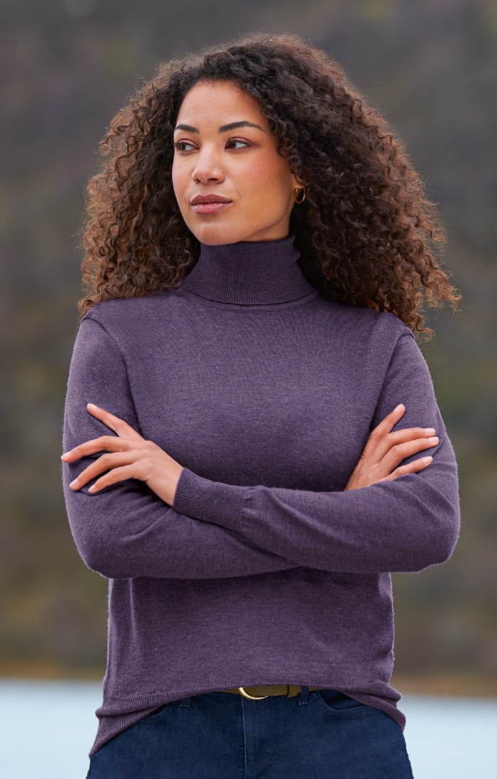 House of Bruar Ladies Merino Roll Neck Heather