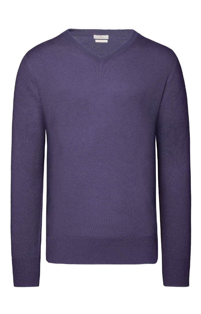 Mens Merino V-Neck Jumper, Brown House of Bruar
