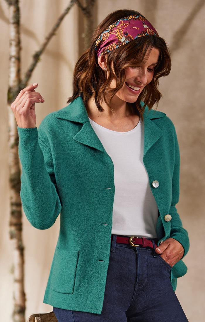 Ladies Merino Blazer Green House of Bruar