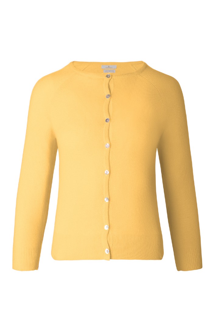 Ladies Munrospun Cropped Cashmere Cardigan, Yellow House of Bruar