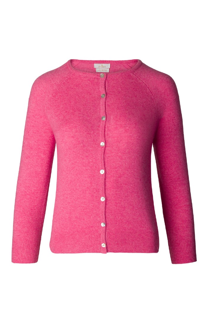 Ladies Munrospun Cropped Cashmere Cardigan, Pink - House of Bruar