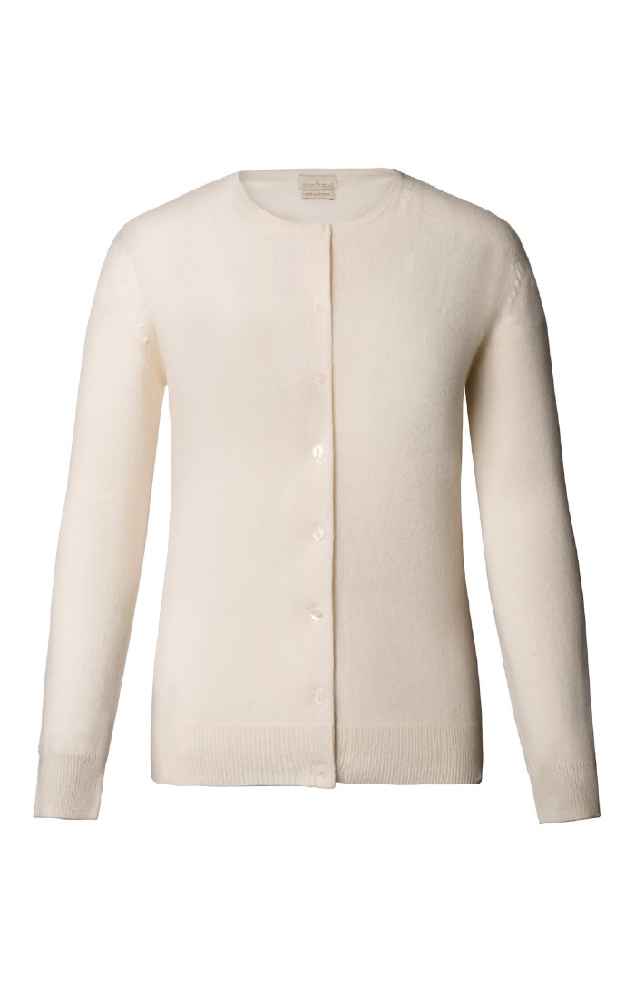 Ladies Cashmere 2 Ply Crew Cardigan - House of Bruar