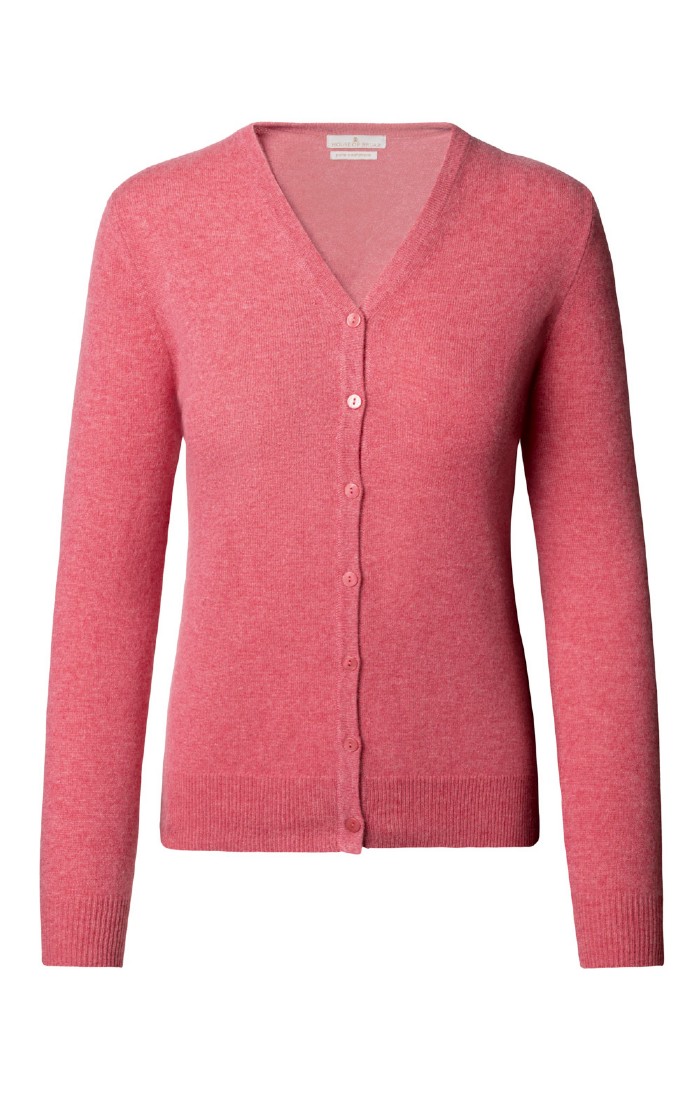 Two-Tone Cashmere Cardigan | Pink & White main image 0