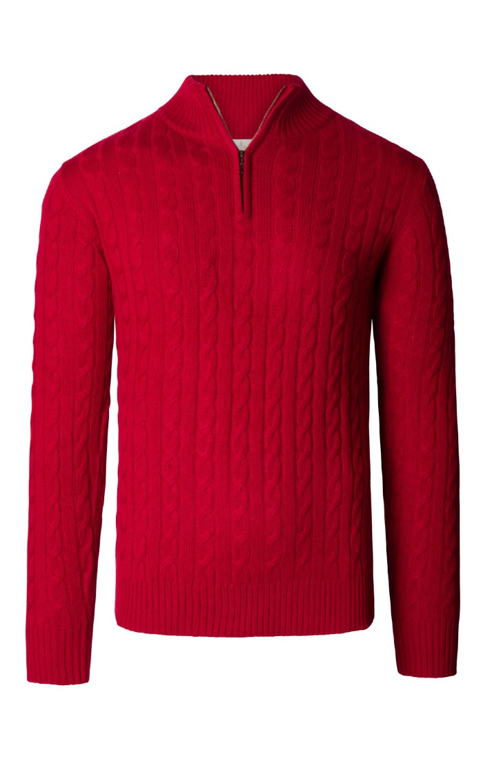 Men s Cashmere Cable Knit T Zip Jumper