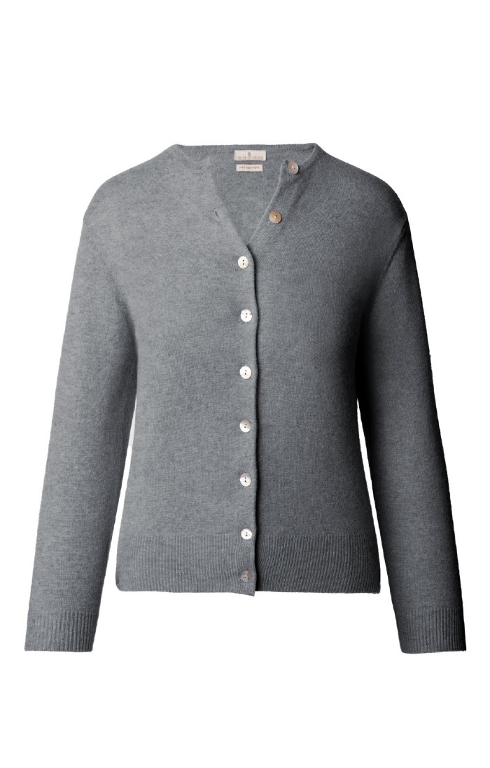 Cardigan Gris En Laine Et Cachemire Pur - Taille 14 - 3/4 Manches - État Très Correct