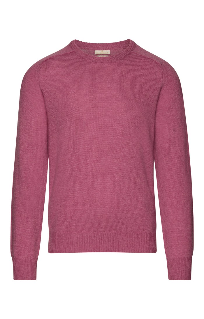 Mens House of Bruar , Orange2-ply Lambswool Crew Neck - House of Bruar