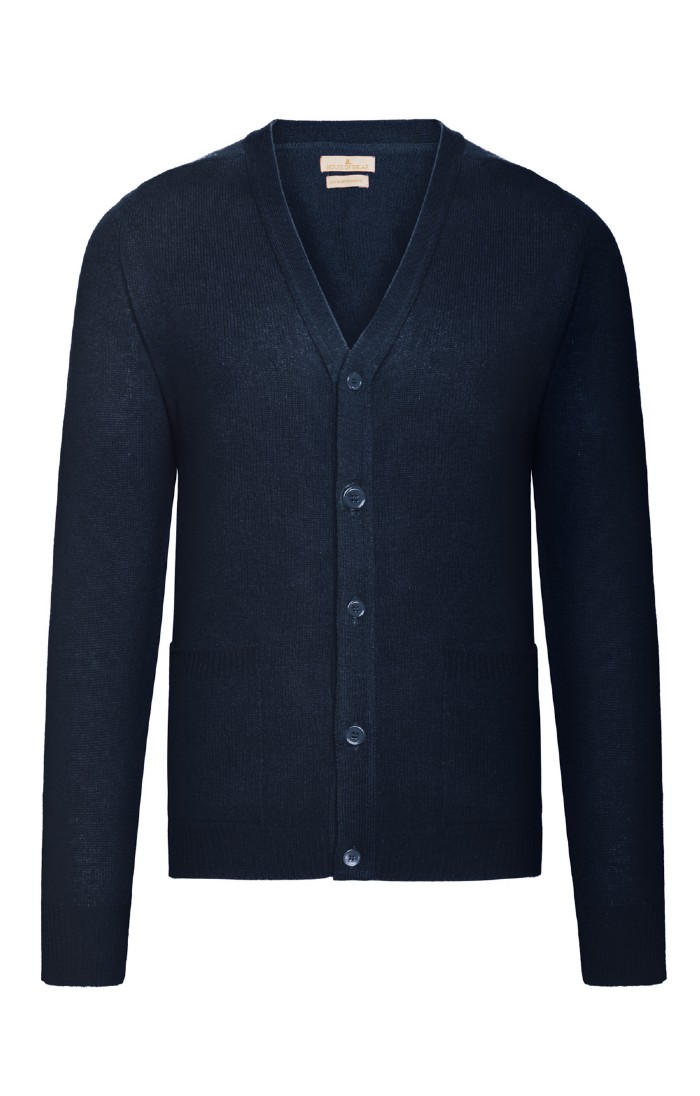 Mens House of Bruar , Navy2Ply Lambswool VNeck Cardigan House of Bruar
