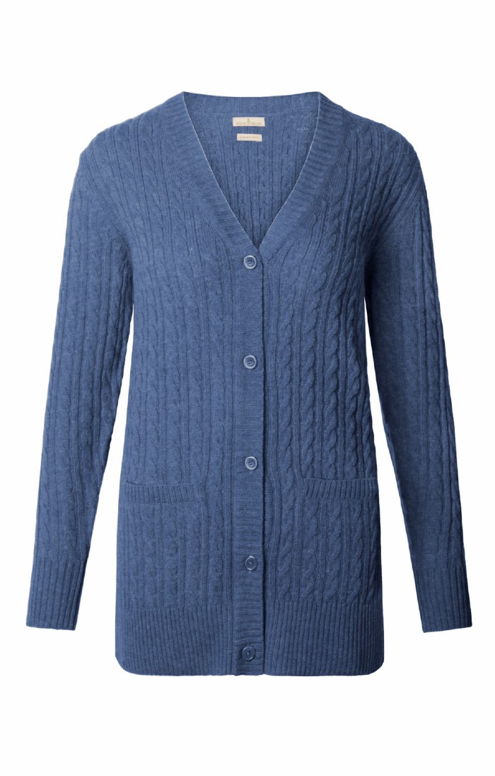 Ladies Country Lambswool Cable Cardigan, Blue House of Bruar