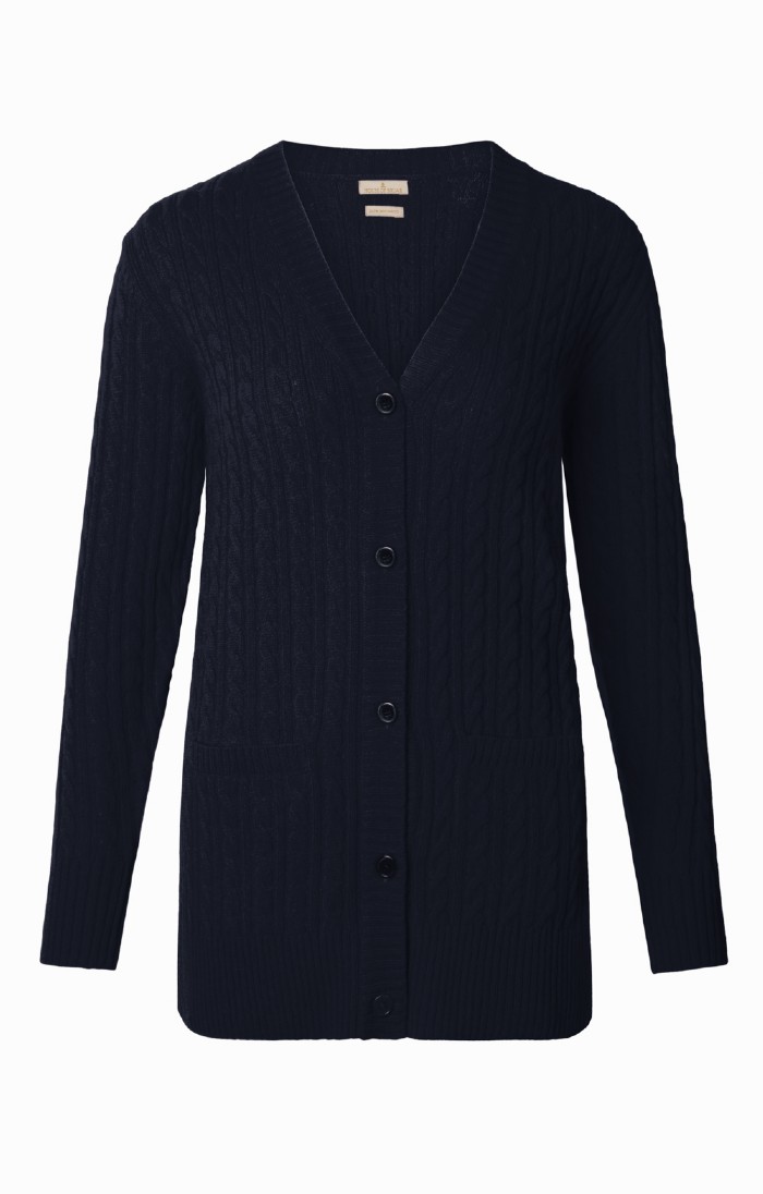 Ladies Country Lambswool Cable Cardigan, Navy House of Bruar