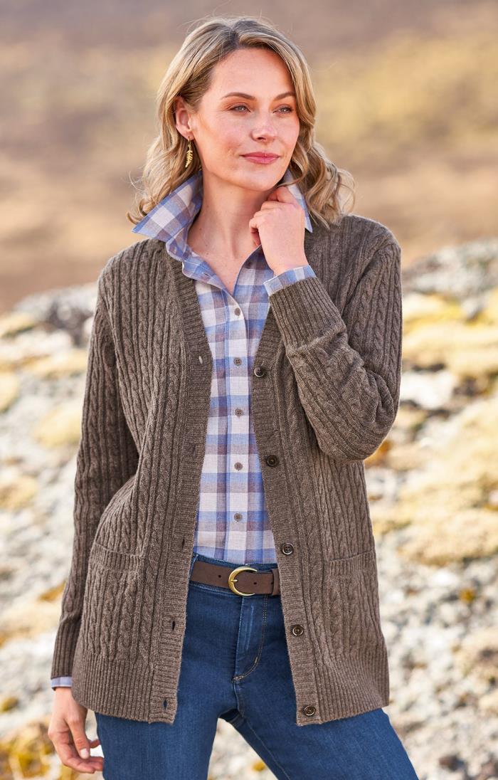 Country Lambswool Cable Cardigan - House of Bruar