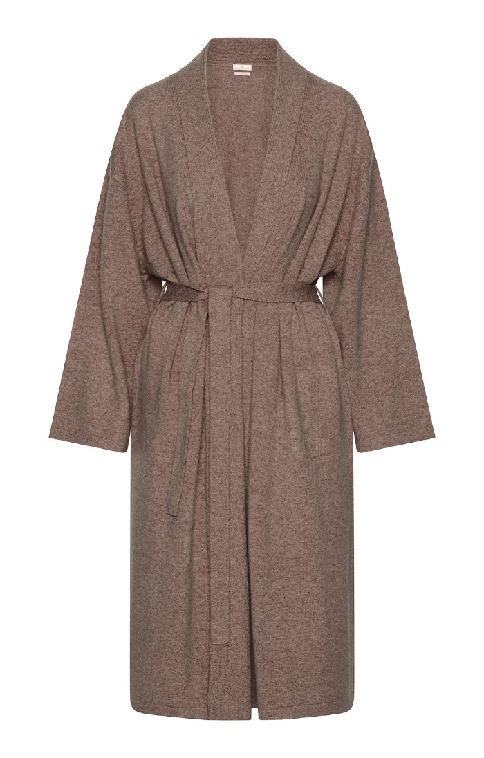 Ladies Pure Cashmere Dressing Gown, Navy - House of Bruar