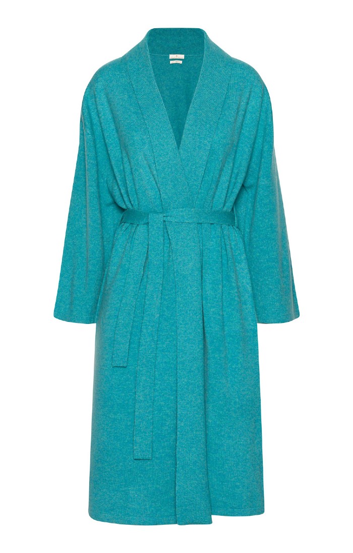 Ladies Pure Cashmere Dressing Gown, Blue - House of Bruar Ladies Pure Cashmere Dressing Gown, Blue - House of Bruar