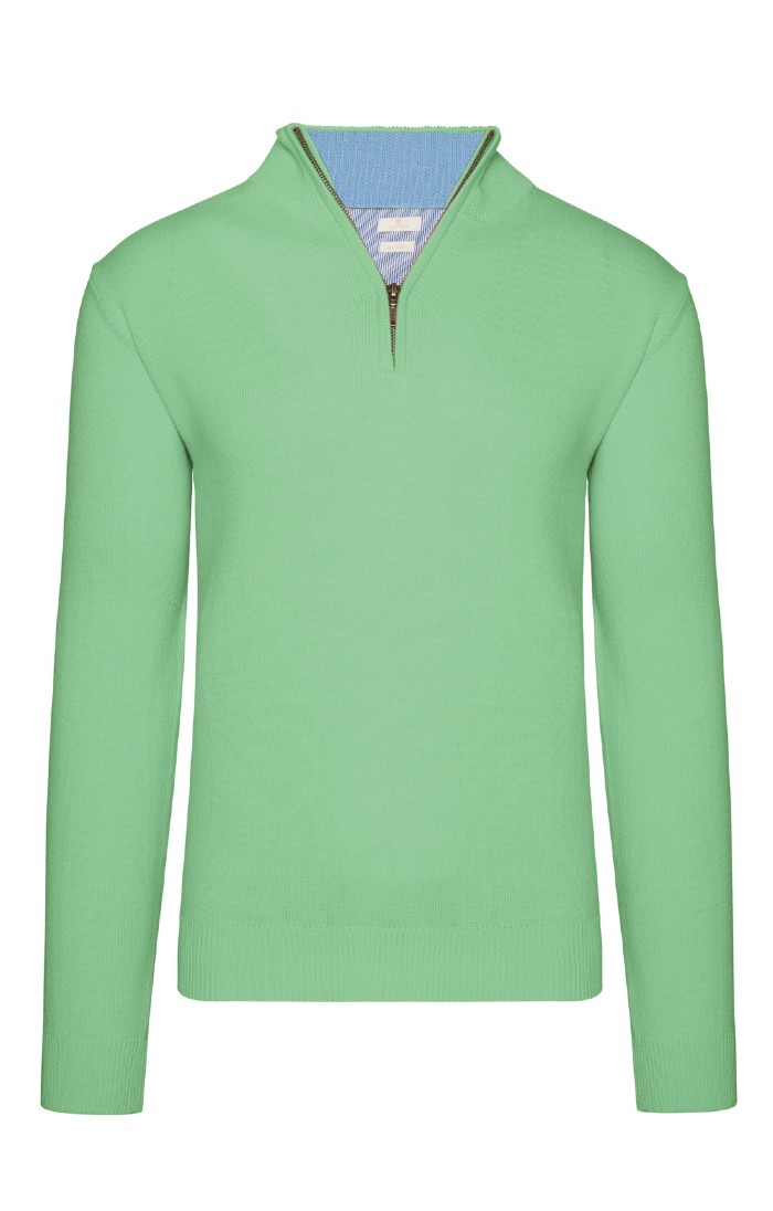 Men s Contrast Collar Pure Cotton T Zip