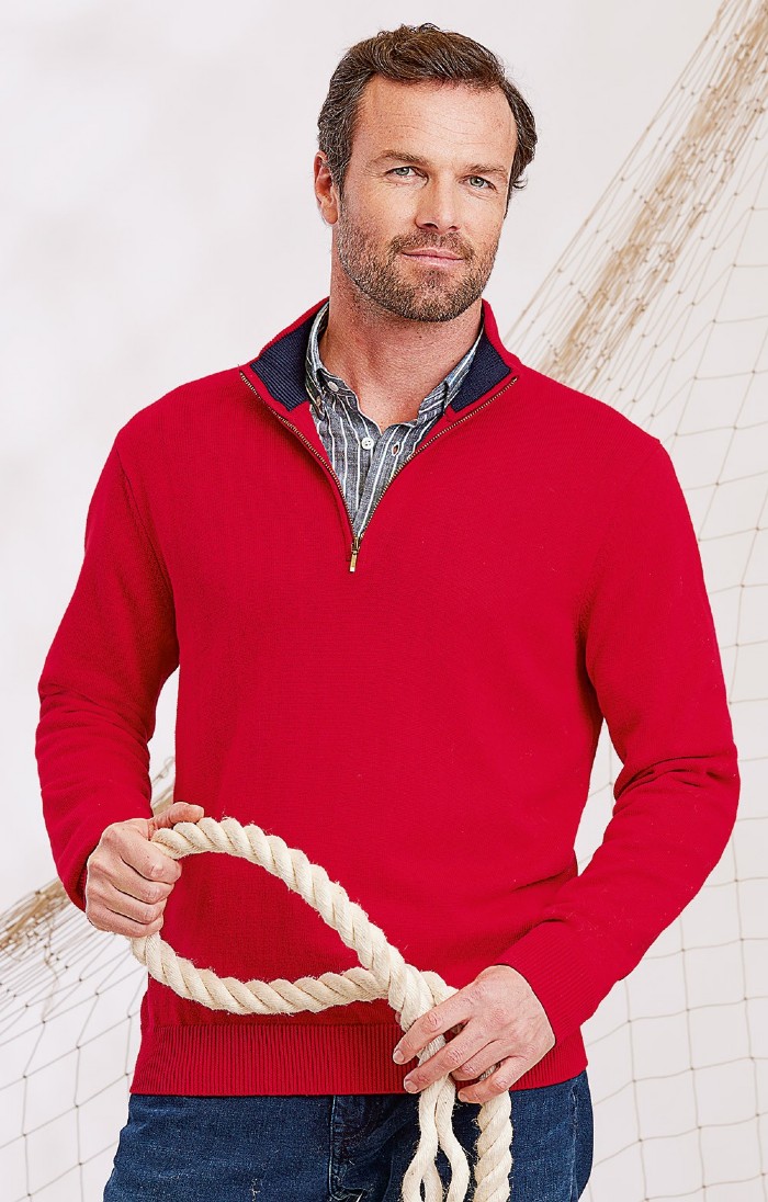 Mens red sales quarter zip sweater