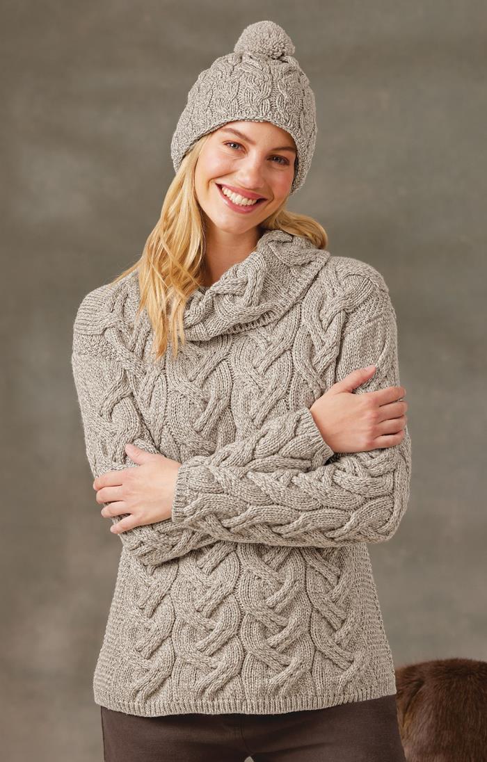 Ladies Structured Knit Merino Roll Neck