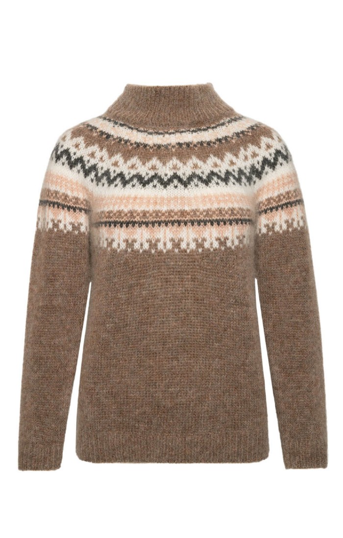 Ladies Mohair Fairisle Funnel Neck Jumper House of Bruar