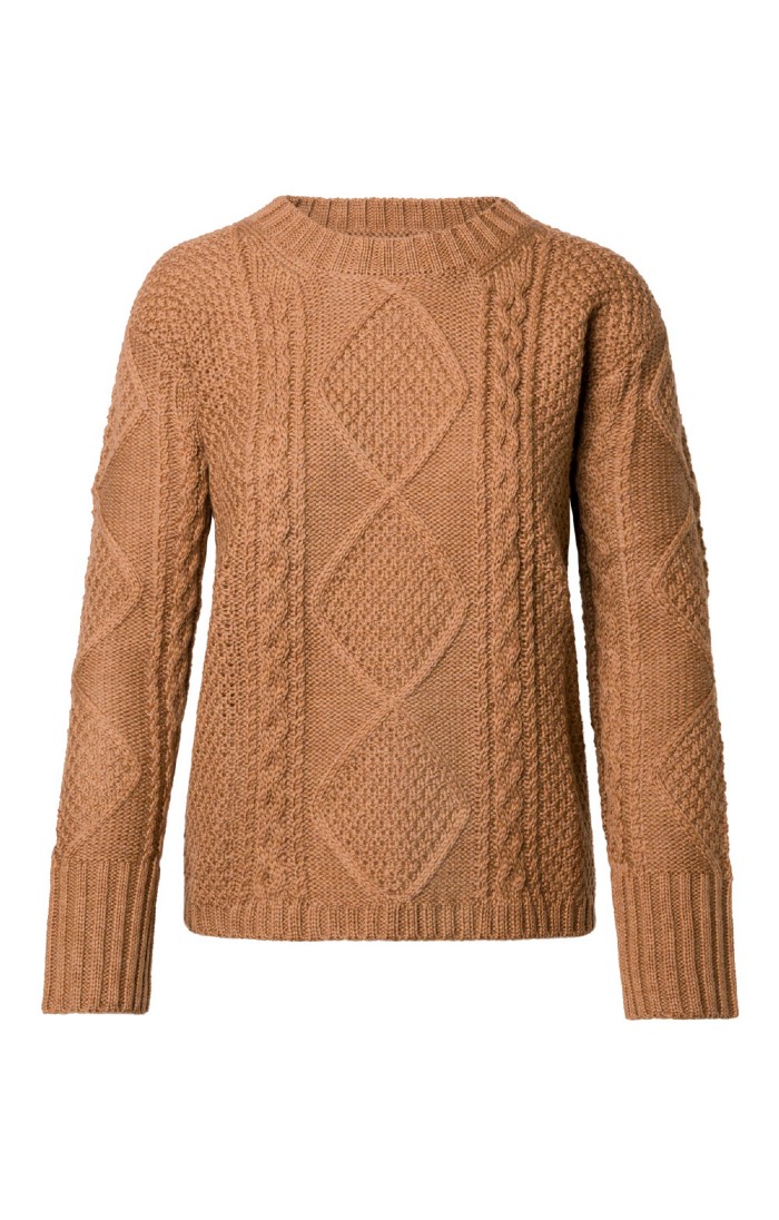 Mens Aran Knit Crew in Birch Marl