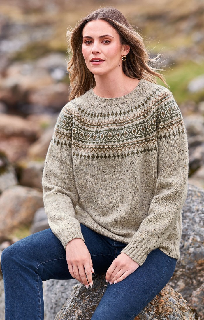 Ladies Lambswool Fairisle Crew Neck Jumper - House of Bruar