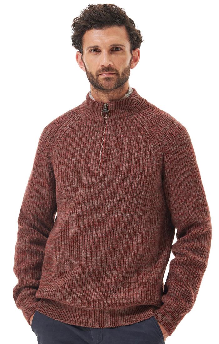 Barbour sweater cheap mens Brown
