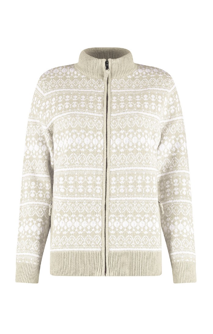 Ladies Lambswool Fairisle Zip Cardigan