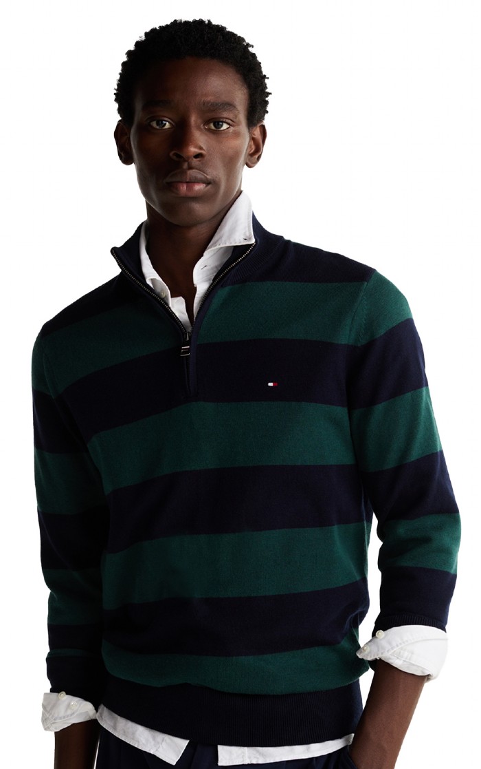Men s Tommy Hilfiger Half Zip Mock Turtleneck Jumper