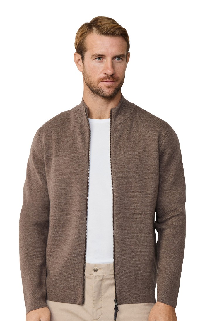 Men's Hackett London Milano Full-Zip Cardigan, Green - House of Bruar