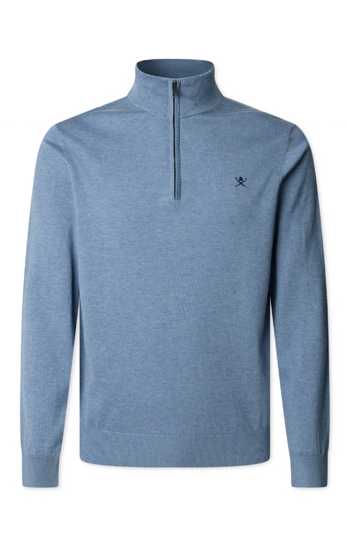 Men's Hackett Cotton & Silk Quarter Zip Sweater, White