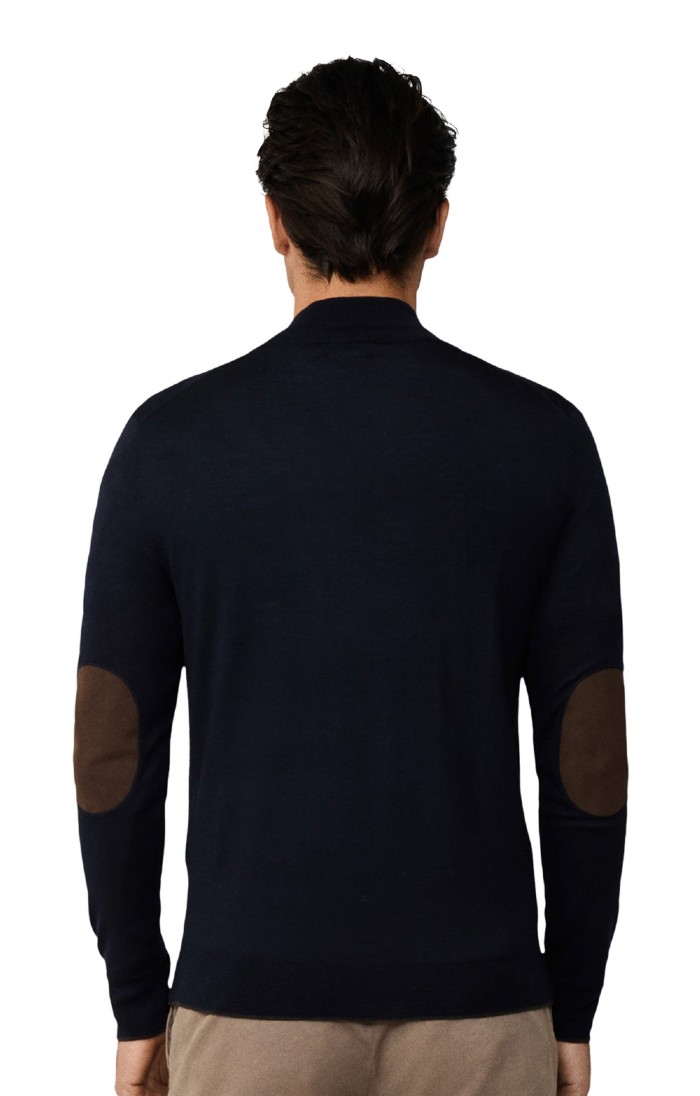 Men's Hackett London Merino Silk Half-Zip Pullover, Brown - House