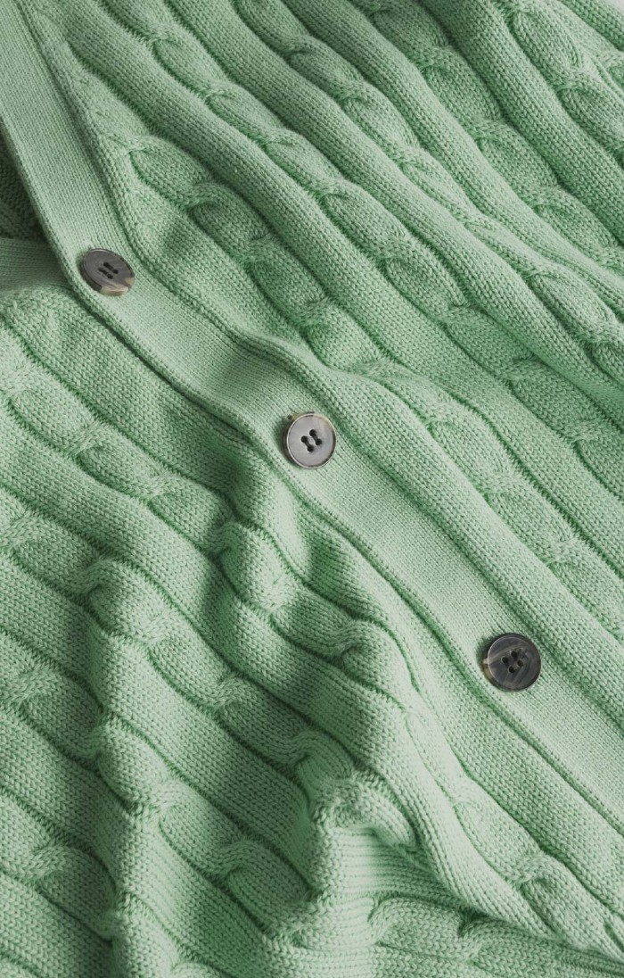 Ladies Cotton Baby Cable Cardigan, Pink House of Bruar