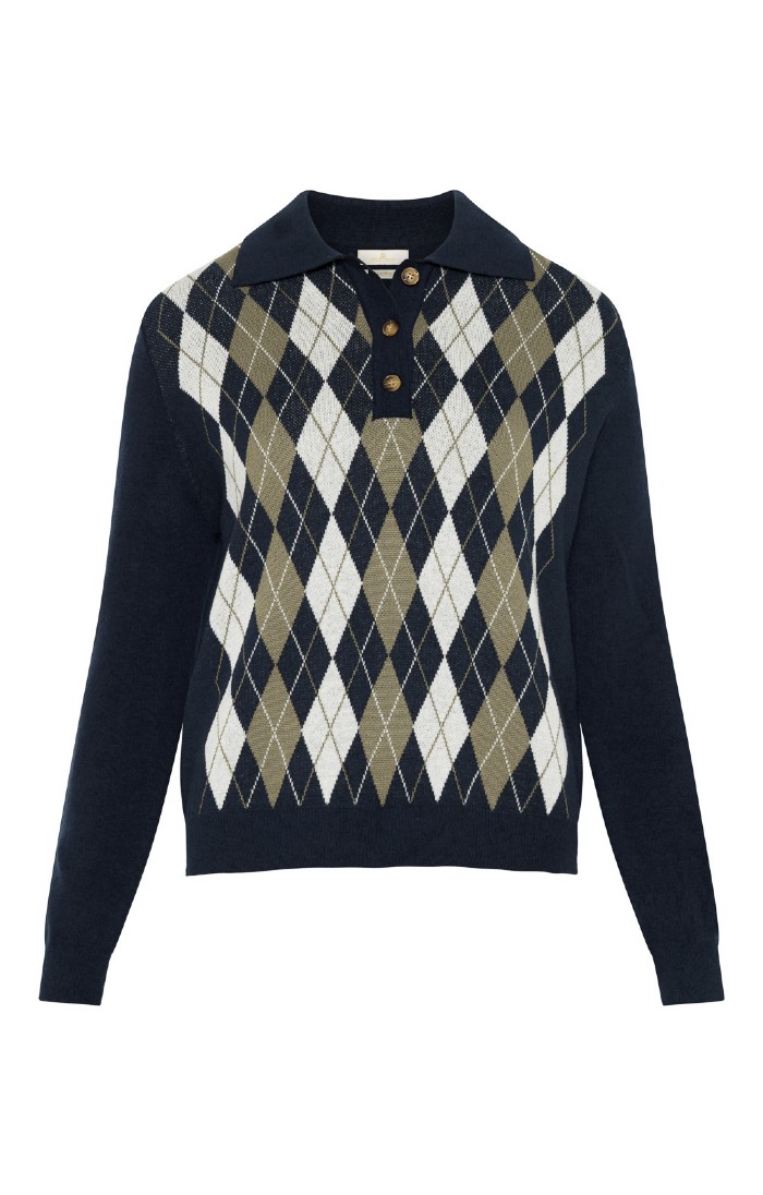 Ladies Cotton Argyle Shirt Jumper - House of Bruar