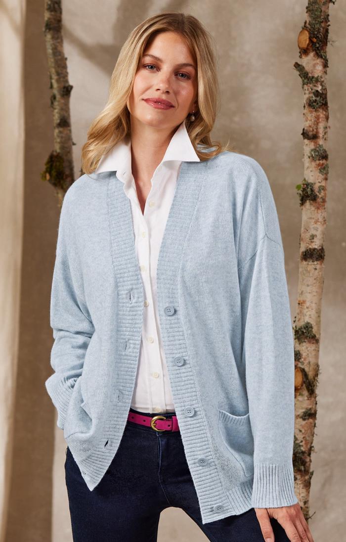 Ladies Cashmere Boyfriend Cardigan - House of Bruar