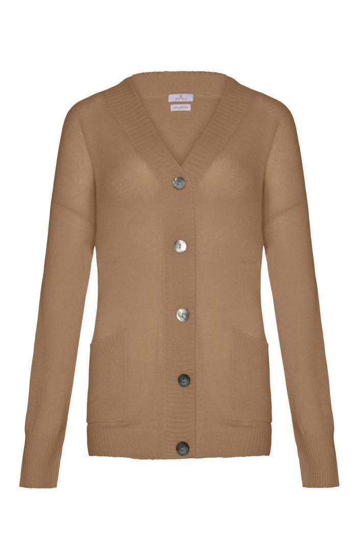 Cotton Cashmere Oversized Cardigan Black/Brown Sugar