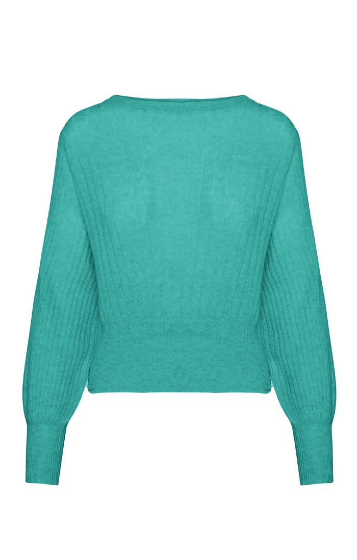 Ribbed balloon sleeve sweater on sale