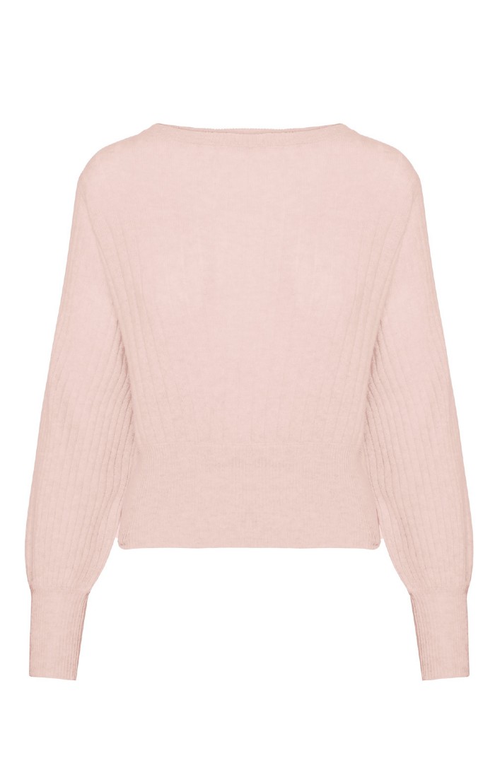 Ribbed balloon sales sleeve sweater