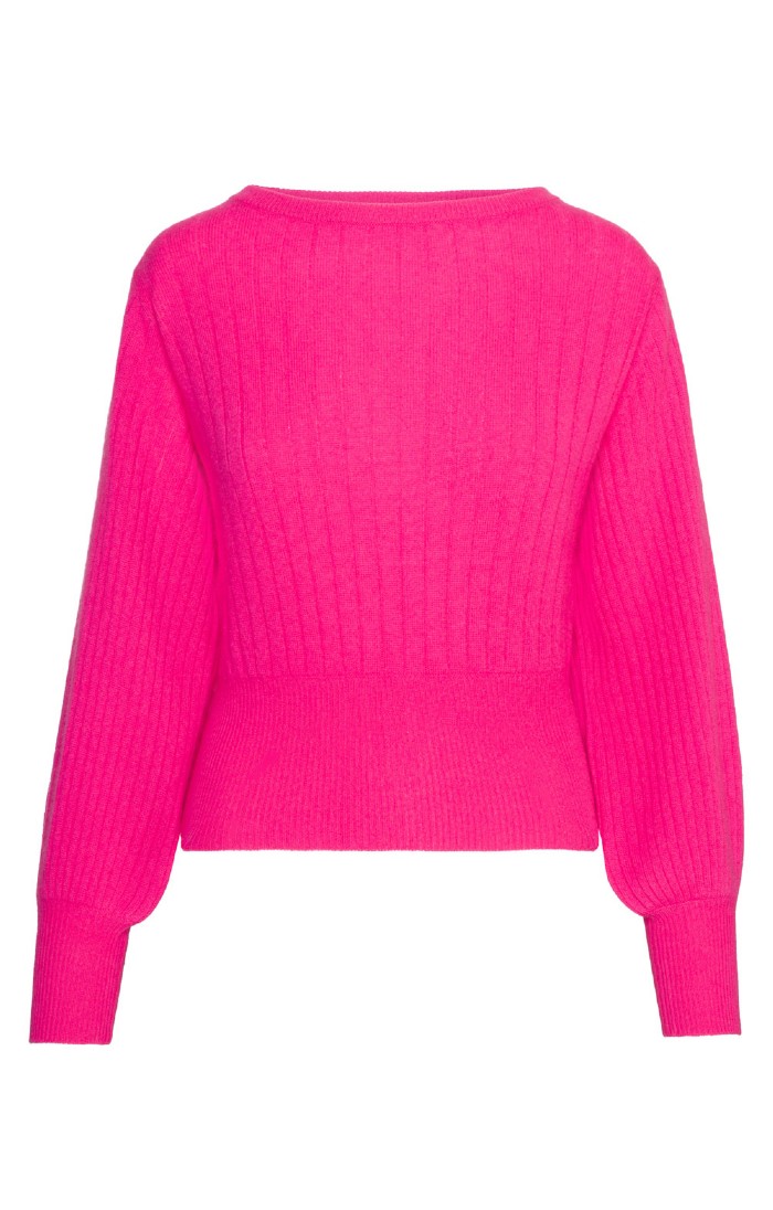 Ribbed balloon sleeve sweater on sale