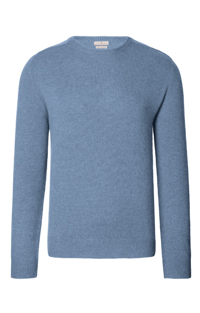 Mens 3 Ply Cashmere Crew Neck, Navy - House of Bruar
