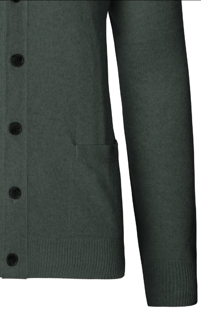 Men's 3 Ply Cashmere Cardigan, Green - House of Bruar