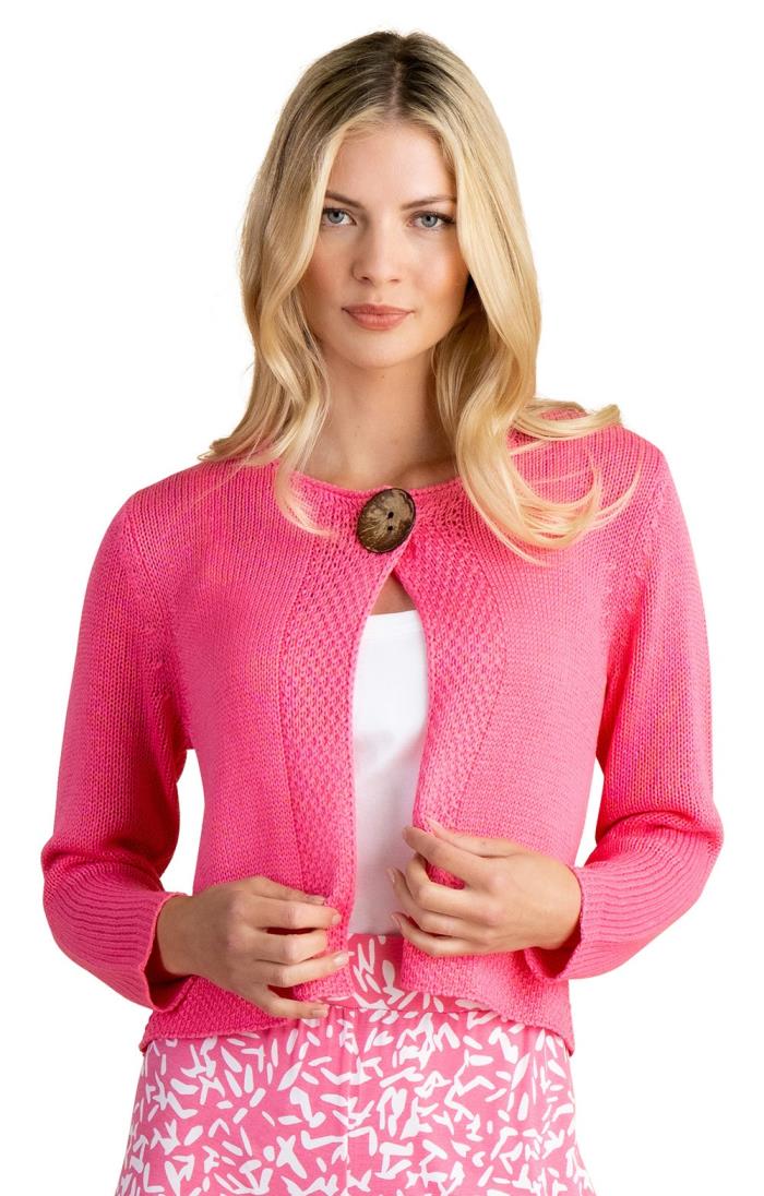 Ladies Marble Knit Crop Cardigan House of Bruar