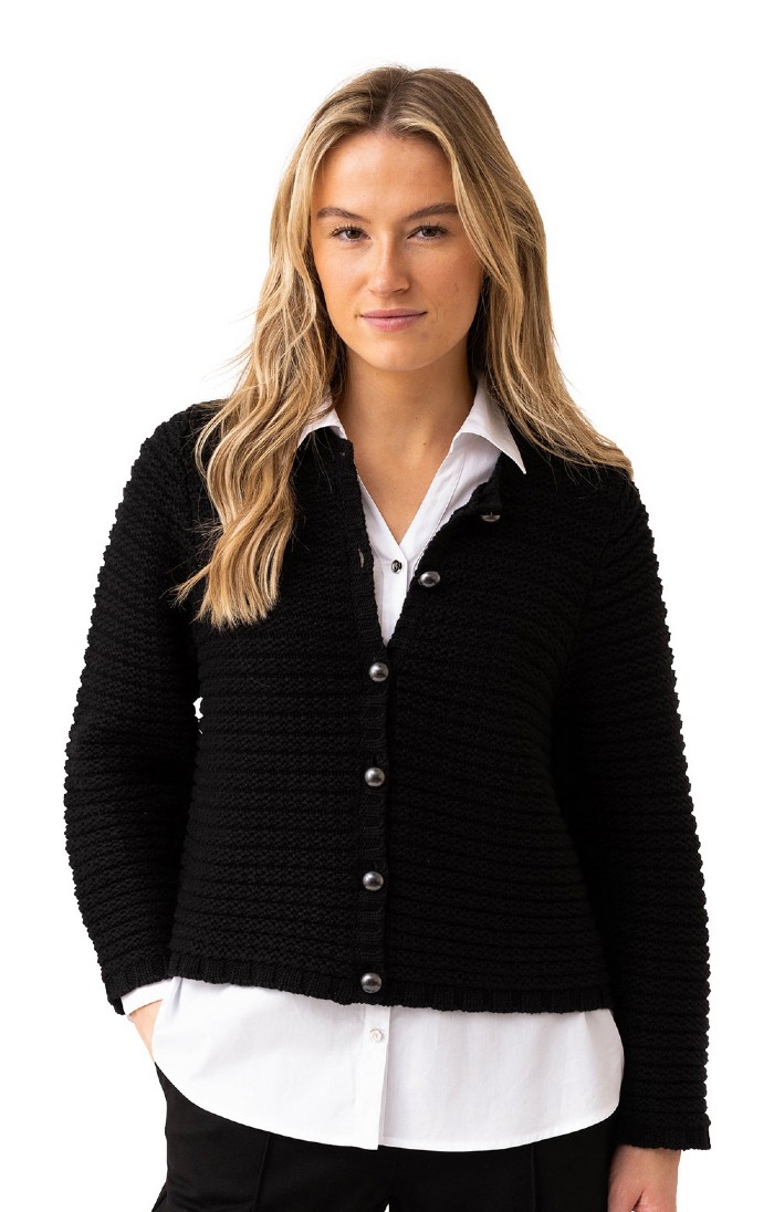 Parvi Knit Cardigan Black Detail Melange