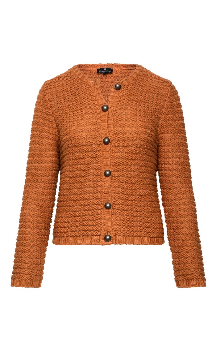 Ladies Marble Textured Knit Cardigan Brown House of Bruar