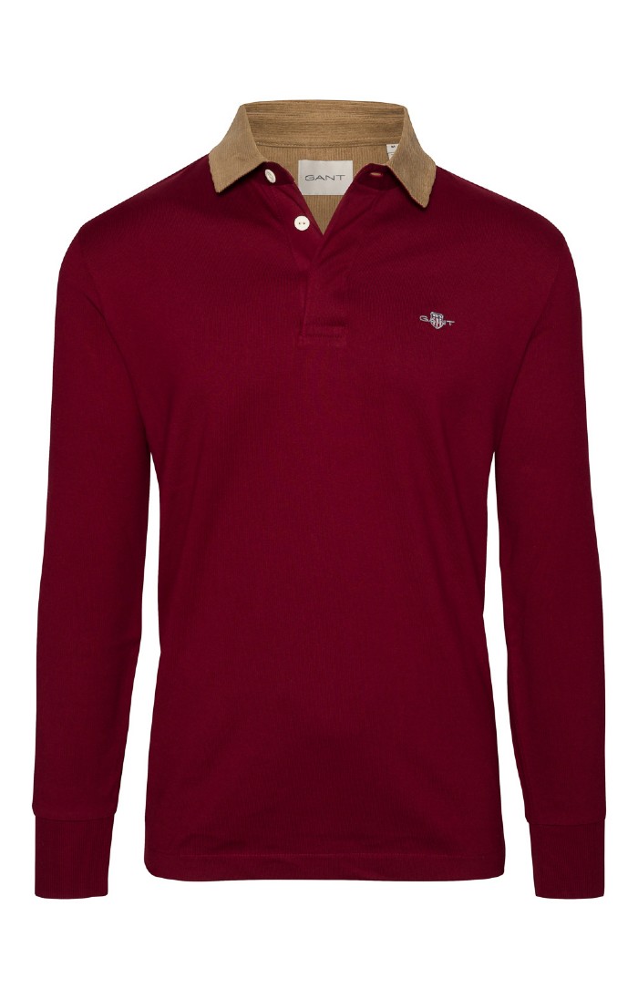 Mens Gant Cord Collar Heavy Rugger Shirt, Blue - House of Bruar