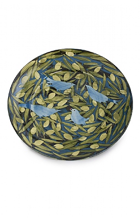 Blue Birds and Green Olives Plate by Sophie MacCarthy Blue Birds and Green Olives Plate by Sophie MacCarthy