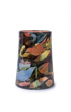 Birds and Leaves Tall Oval Vase by Sophie MacCarthy Birds and Leaves Tall Oval Vase by Sophie MacCarthy