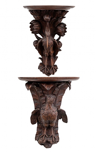 Black Forest Carved Wall Bracket - Birds