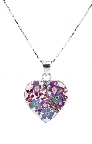 Real Flower Medium Heart Pendant