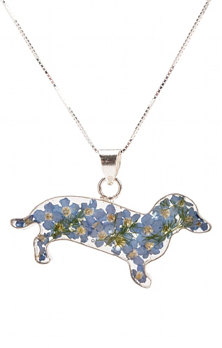 Real Flower Dachshund Pendant