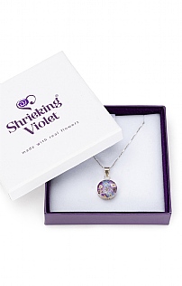 Shrieking Violet Real Flower Small Round Pendant