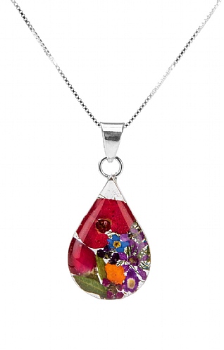 Real Flower Teardrop Pendant
