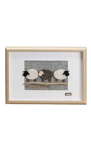 Driftwood Framed Triple Sheep Picture